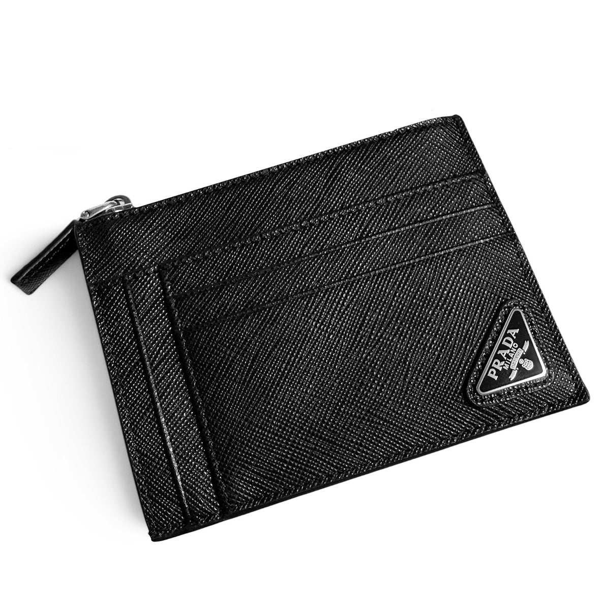 【未使用・保管品】プラダ PRADA サフィアーノ トライアングル カードケース 財布 コイン カード フラグメントケース ブラック 黒 2MC067