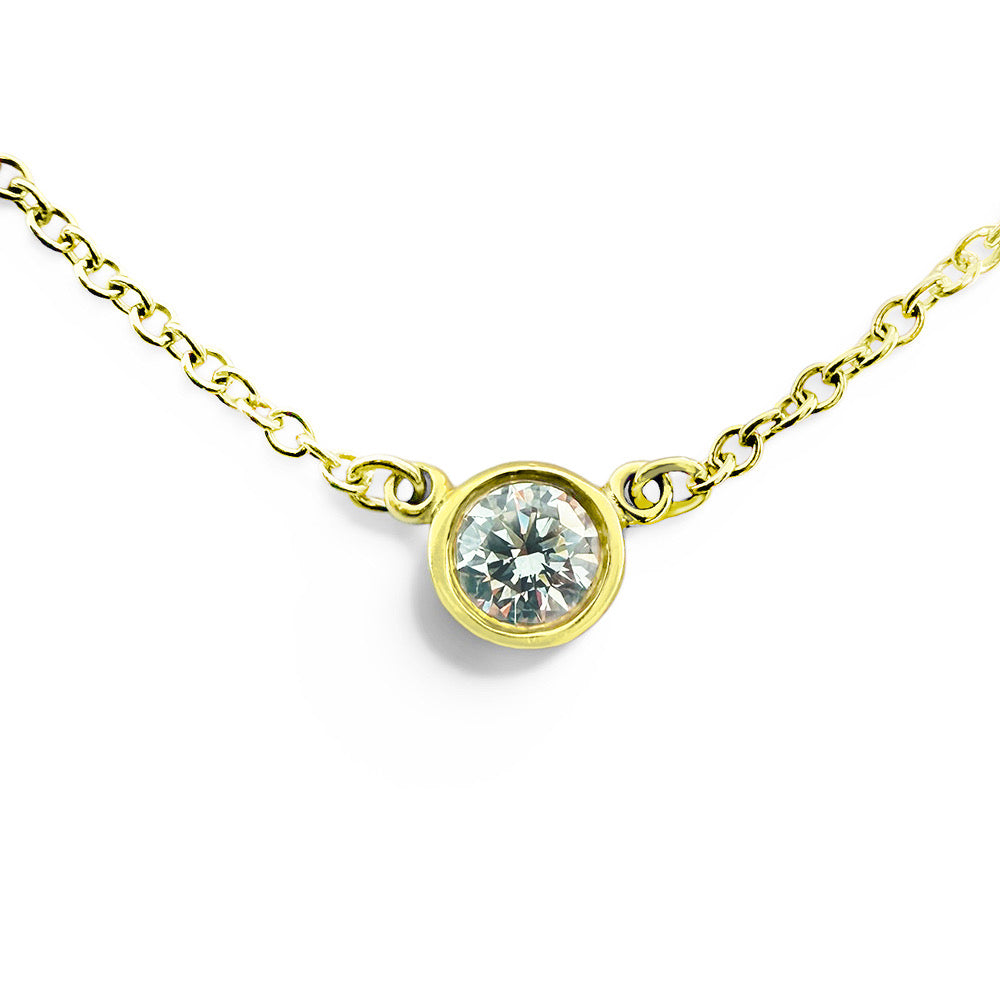 【美品】TIFFANY ティファニー バイザヤード エルサ ペレッティ K18 YG 750 ダイヤモンド 一粒 イエローゴールド ネックレス ペンダント アクセサリー 箱