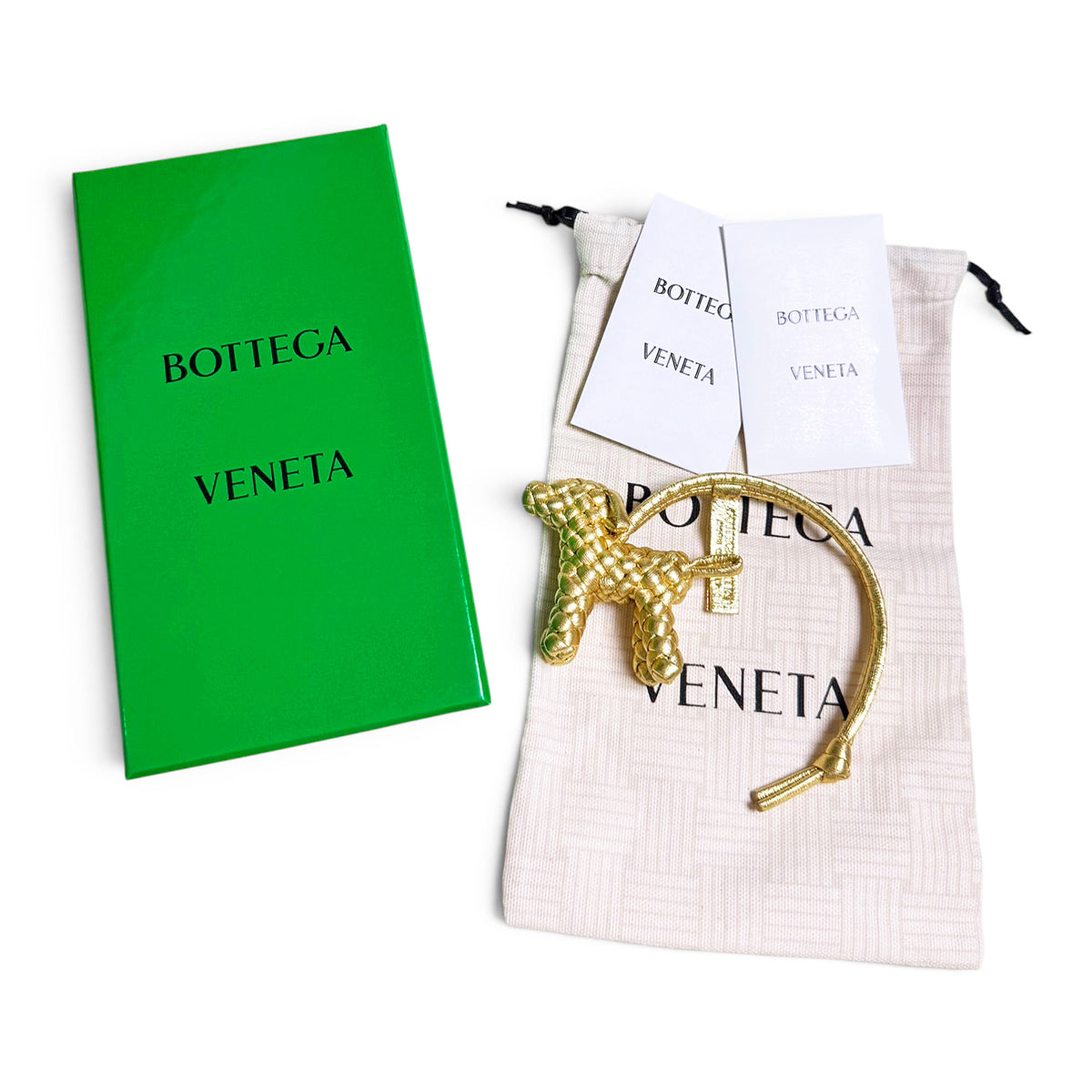 【新品・未使用品】ボッテガ ヴェネタ BOTTEGA VENETA バッグ チャーム ドッグ 犬 レザー ゴールド 金 イントレチャート 807068 箱付
