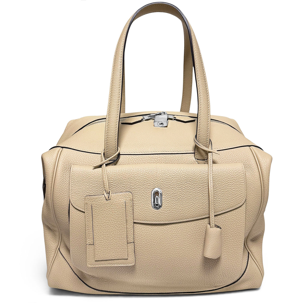 【未使用・保管品】エルメス HERMES ワラゴ キャビン 35 ボストンバッグ ハンドバッグ トゴ トレンチ レザー ベージュ シルバー金具 C刻印