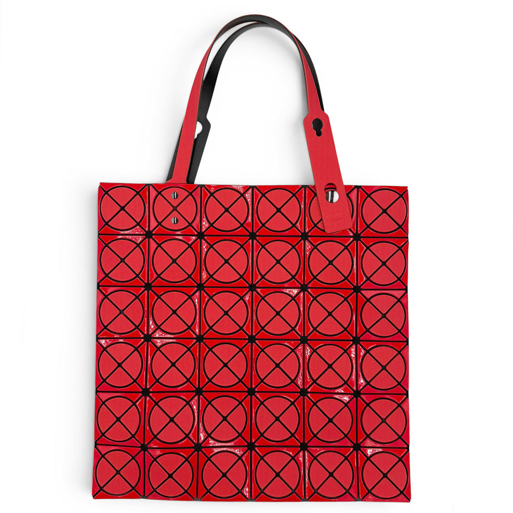 【未使用・保管品】イッセイミヤケ ISSEY MIYAKE バオバオ BAOBAO トート ハンドバッグ 鞄 6×6 赤 レッド ピンク 両面 ドット BB01-AG832