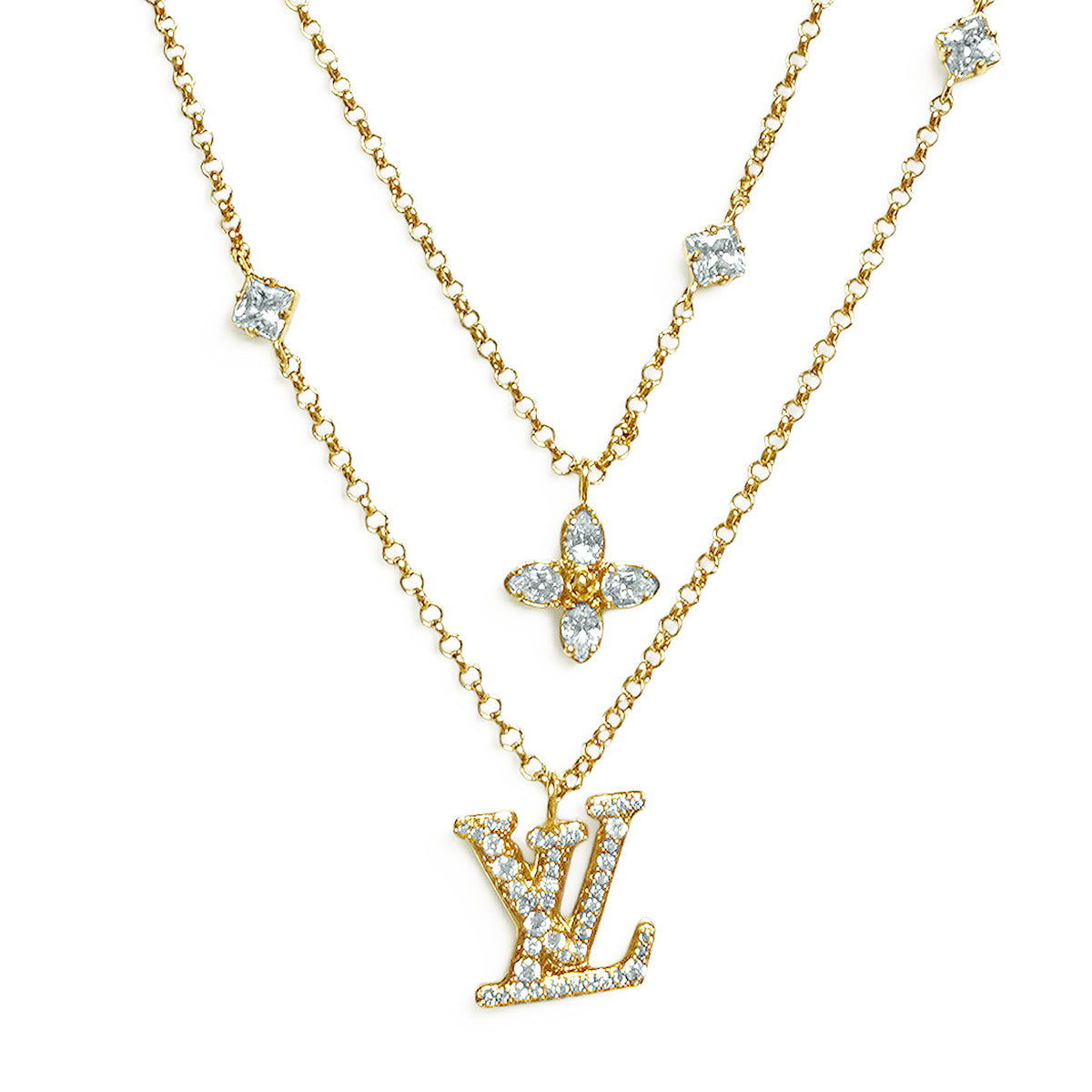 【未使用・保管品】ルイ ヴィトン LOUIS VUITTON ネックレス フラワー レディ ゴールド LV ラインストーン M01845 レディース 現行 箱付