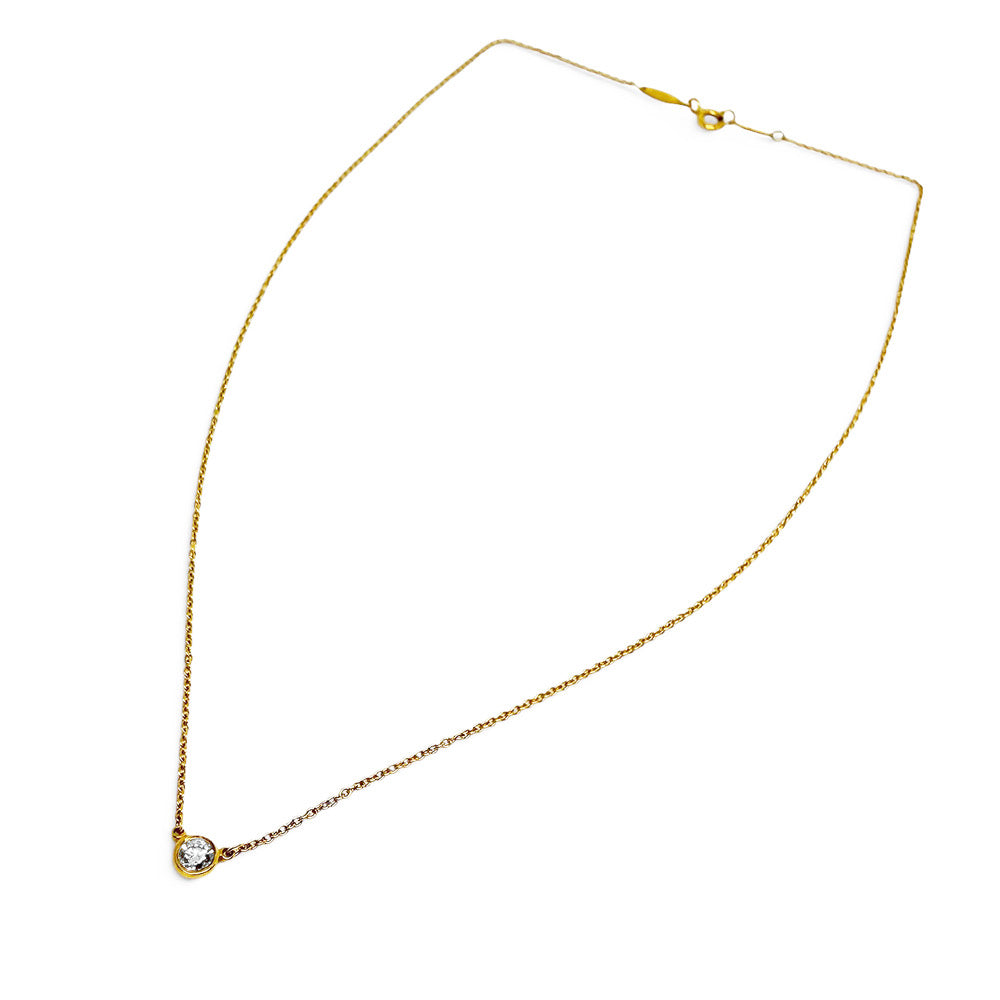 【美品】TIFFANY ティファニー バイザヤード エルサ ペレッティ K18 YG 750 ダイヤモンド 一粒 イエローゴールド ネックレス ペンダント アクセサリー 箱