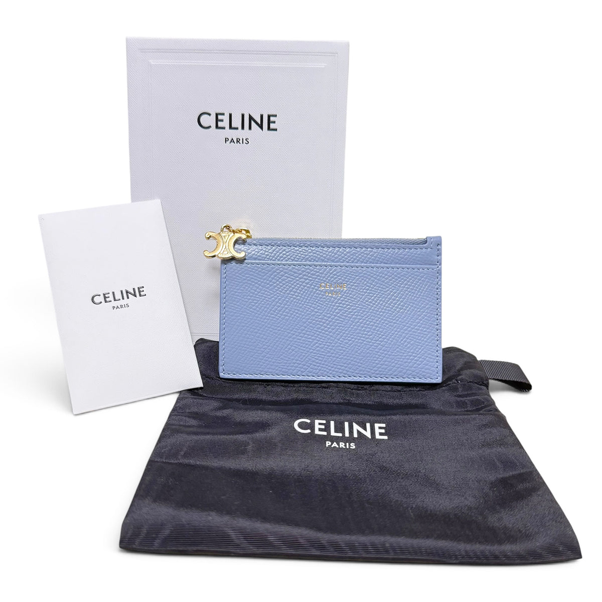 【未使用・保管品】セリーヌ CELINE ZIPPED CARD HOLDER ジップ トリオンフ カード ホルダー 財布 ブルー フラグメント コイン 10M083