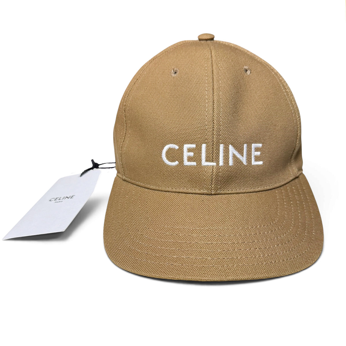 【未使用・保管品】セリーヌ CELINE ベースボール キャップ 帽子 コットン ライト ブラウン 茶 ロゴ メンズ レディース 2AU6K147V タグ付き