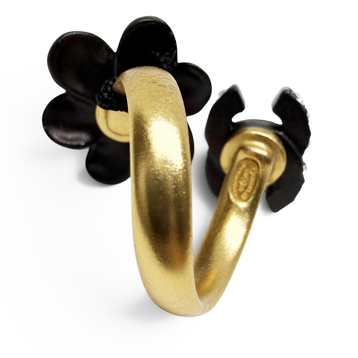 【未使用・保管品】シャネル CHANEL リング 指輪 ココマーク ロゴ ラインストーン フラワー 花 ブラック 黒 ゴールド 11.5号