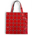 【未使用・保管品】イッセイミヤケ ISSEY MIYAKE バオバオ BAOBAO トート ハンドバッグ 鞄 6×6 赤 レッド ピンク 両面 ドット BB01-AG832
