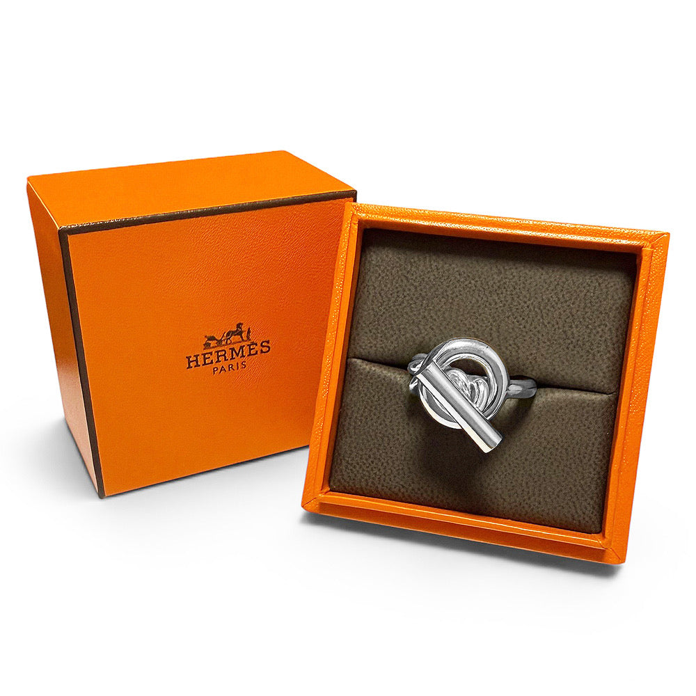 【美品】エルメス HERMES クロワゼット GM リング 指輪 シルバー 925 #54 14号 SV メンズ レディース 箱付