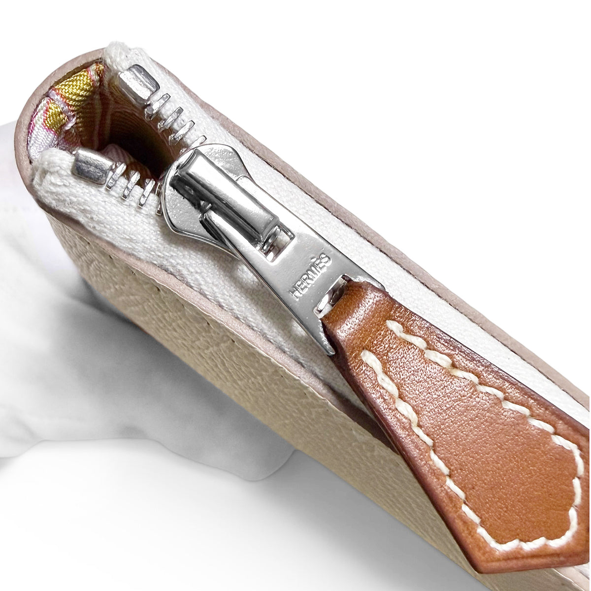 【未使用・保管品】エルメス HERMES アザップ ロング シルク イン 長財布 コイン カード ケース エクスリブリス クレ オフホワイト ピンク
