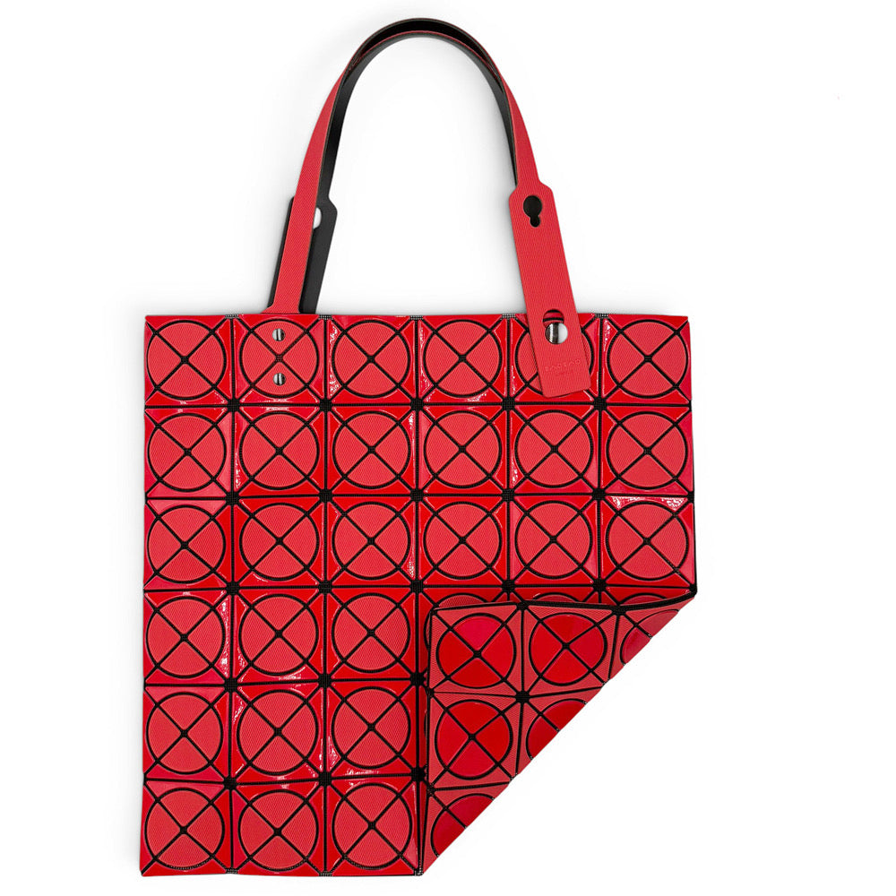 【未使用・保管品】イッセイミヤケ ISSEY MIYAKE バオバオ BAOBAO トート ハンドバッグ 鞄 6×6 赤 レッド ピンク 両面 ドット BB01-AG832
