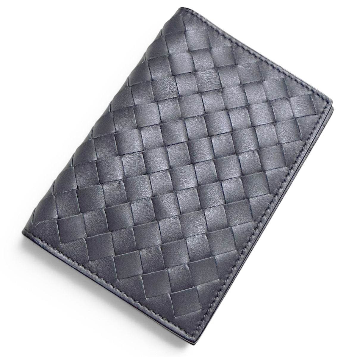 【未使用・保管品】ボッテガ ヴェネタ BOTTEGA VENETA カードケース 定期 イントレチャート レザー パスケース ビジネス グレー 箱付