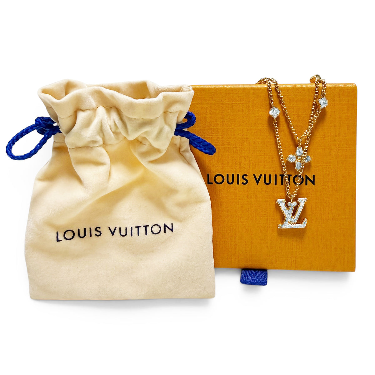 【未使用・保管品】ルイ ヴィトン LOUIS VUITTON ネックレス フラワー レディ ゴールド LV ラインストーン M01845 レディース 現行 箱付