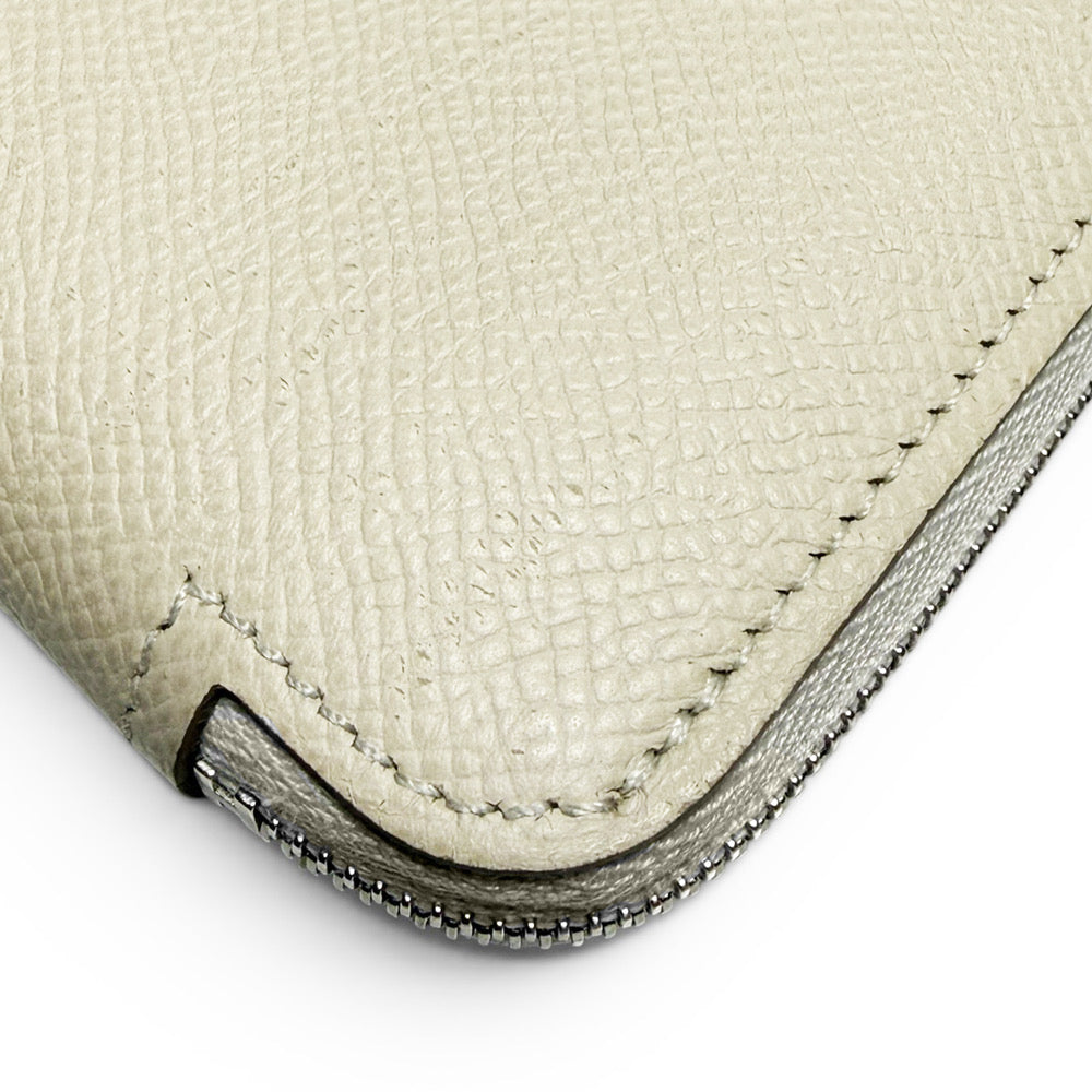 【中古】エルメス HERMES アザップ コンパクト ウォレット シルク イン 財布 ラウンド ヴォーエプソン クレ ベージュ 白 B刻印 箱付き