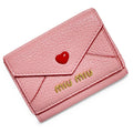 【未使用】ミュウミュウ miumiu マドラス ラブ MADRAS LOVE 三つ折り財布 コンパクト ピンク ROSA コイン カード ケース ハート 5MH021