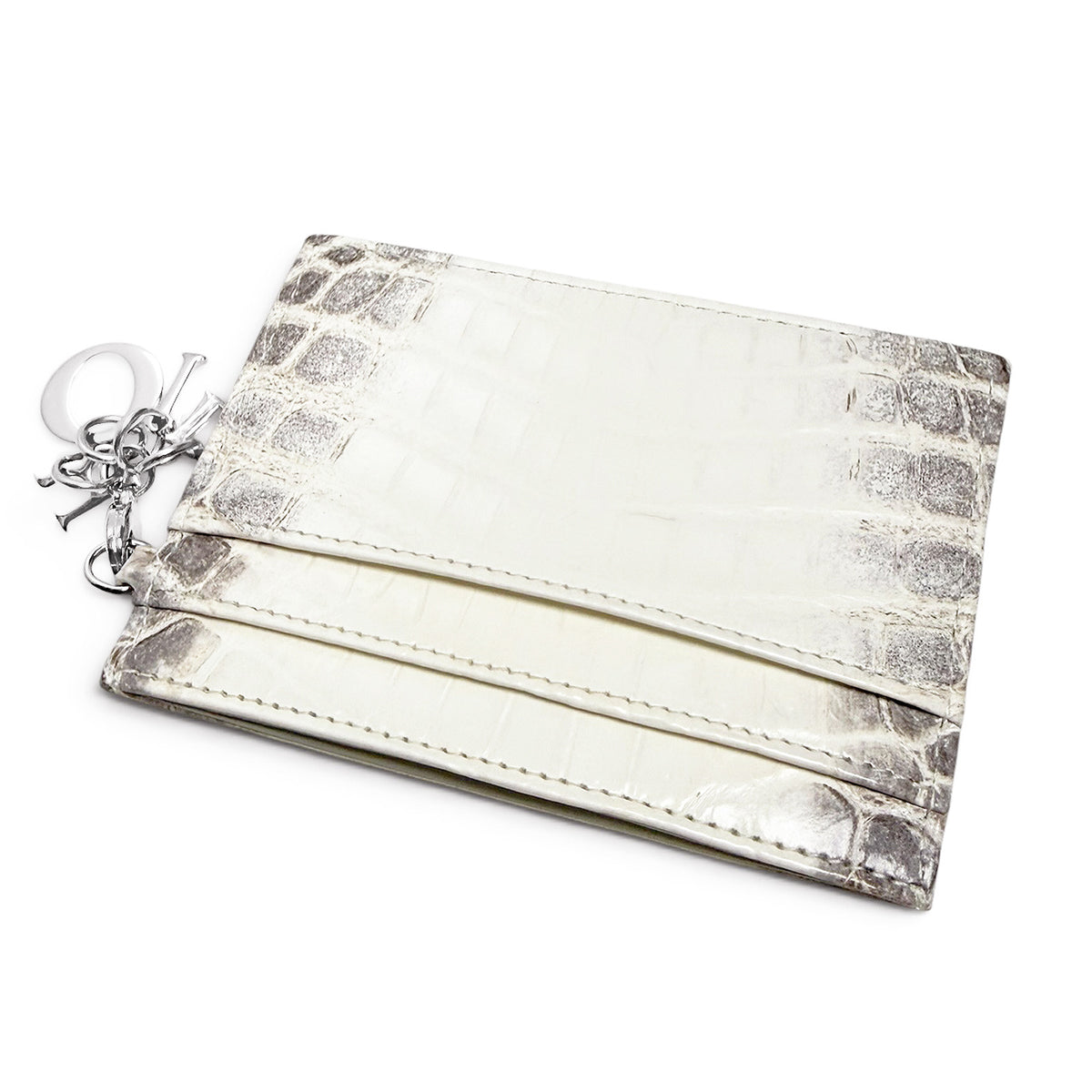【新品・未使用品】ディオール DIOR レディ カードケース パスケース 定期入れ ヒマラヤ クロコ アリゲーター チャーム 白 ホワイト 箱付