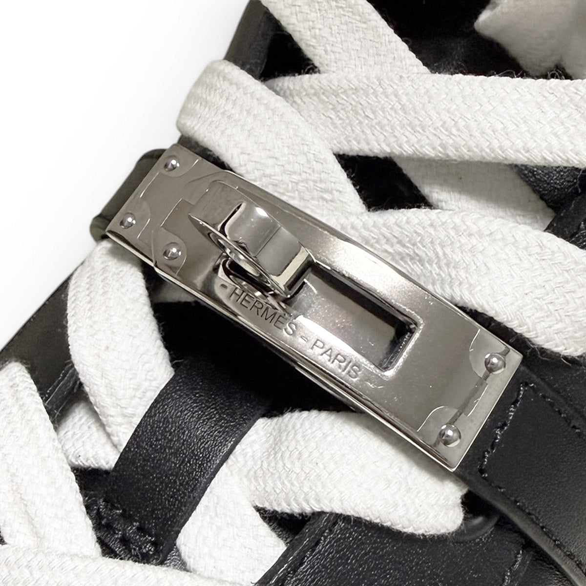 【未使用・保管品】エルメス HERMES デイドリーム ケリー スニーカー ハイカット レザー ラバー 36 23cm ブラック ホワイト シルバー金具