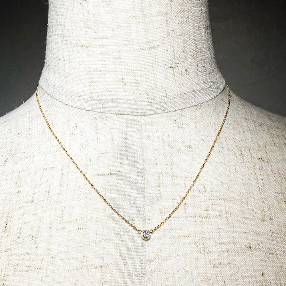【美品】TIFFANY ティファニー バイザヤード エルサ ペレッティ K18 YG 750 ダイヤモンド 一粒 イエローゴールド ネックレス ペンダント アクセサリー 箱