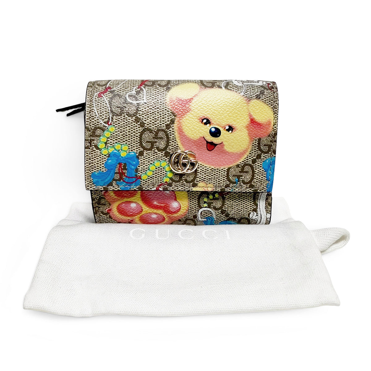【新品・未使用品】グッチ GUCCI GGスプリーム 三つ折り財布 くま クマ コンパクト ウォレット コイン カード ケース 茶 ブラウン 838901