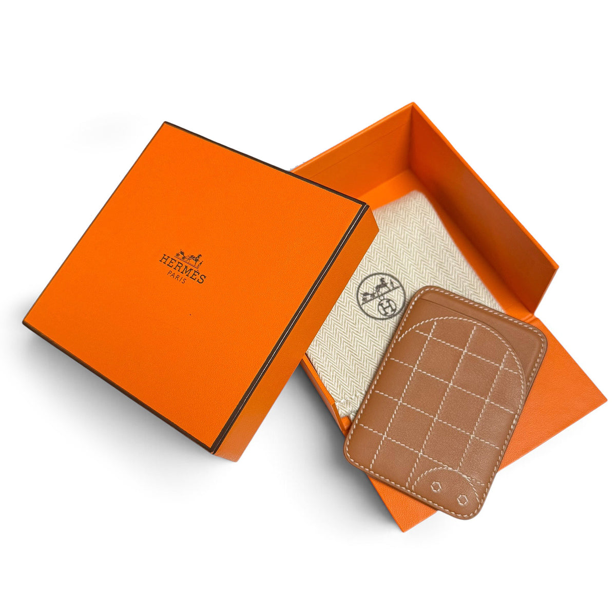 【未使用・保管品】エルメス HERMES MagSafe マグセーフ エマン カードケース パスケース 定期入れ スイフト ゴールド 茶 ブラウン W刻印