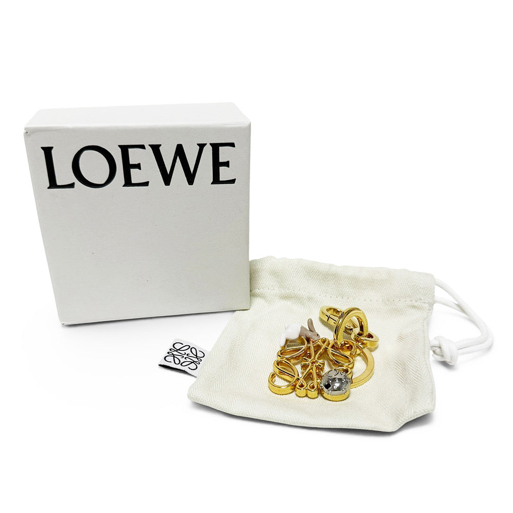 【未使用・保管品】ロエベ LOEWE Suna Fujita チャーム キーリング キーホルダー うさぎ ラビット アナグラム ロゴ ゴールド C621232XJY