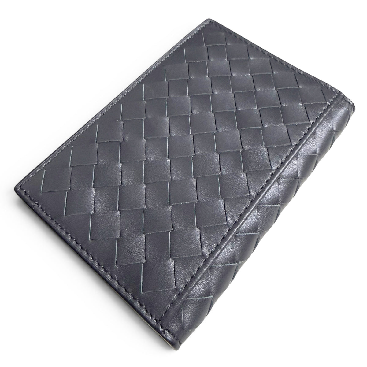 【未使用・保管品】ボッテガ ヴェネタ BOTTEGA VENETA カードケース 定期 イントレチャート レザー パスケース ビジネス グレー 箱付