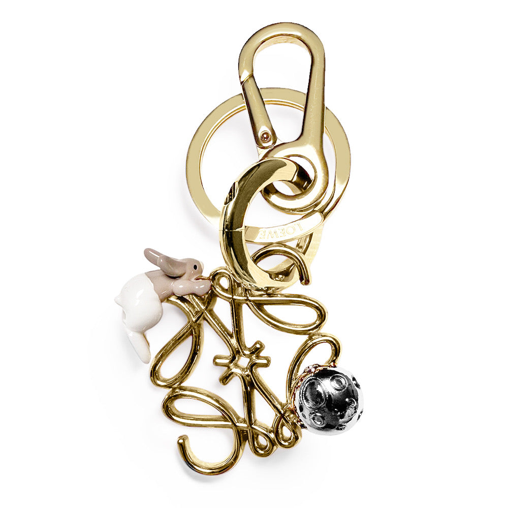 【未使用・保管品】ロエベ LOEWE Suna Fujita チャーム キーリング キーホルダー うさぎ ラビット アナグラム ロゴ ゴールド C621232XJY