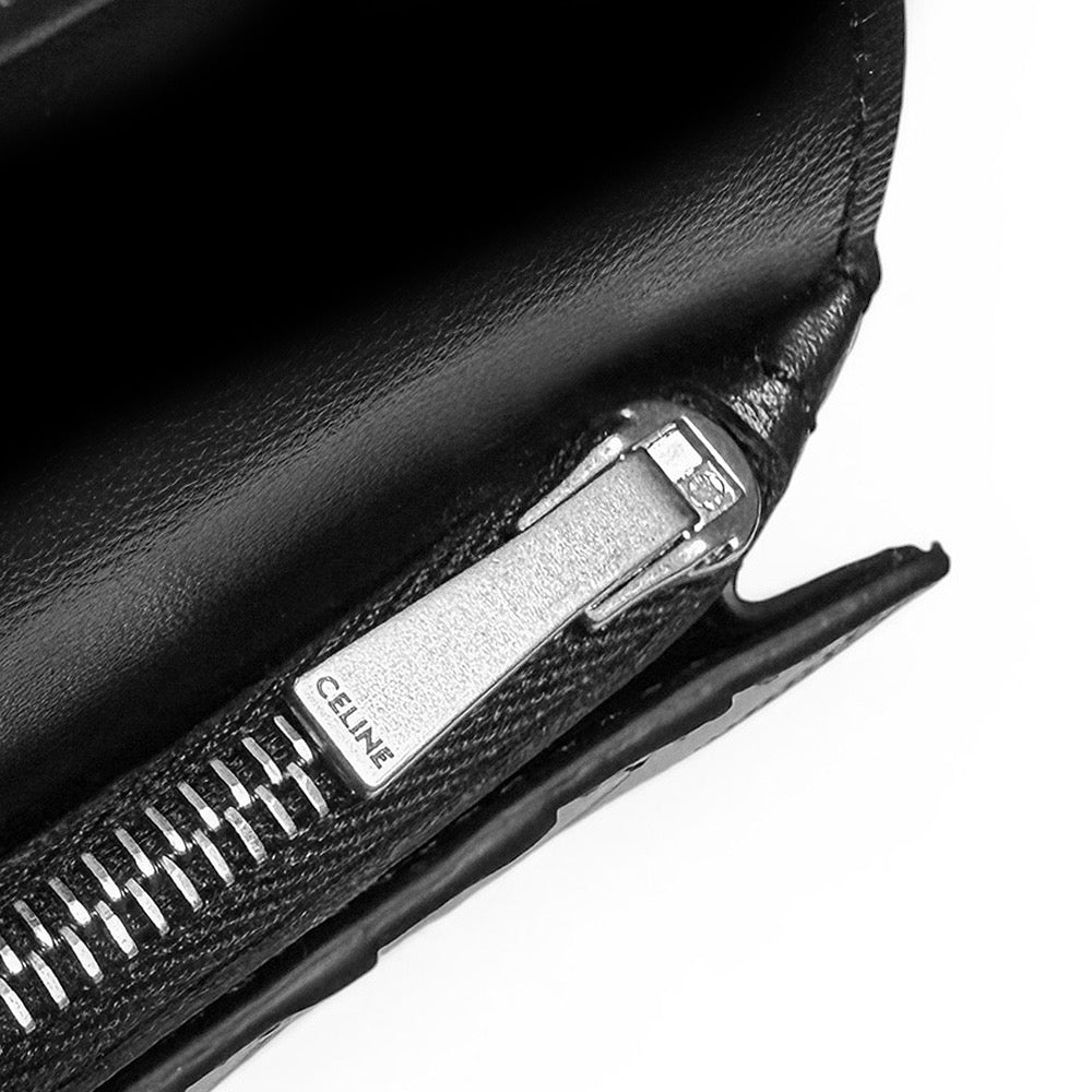 【未使用・展示品】セリーヌ CELINE バーティカル ウォレット 二つ折り 長財布 コイン ケース カード レザー ブラック 黒 10C863BEN 箱付