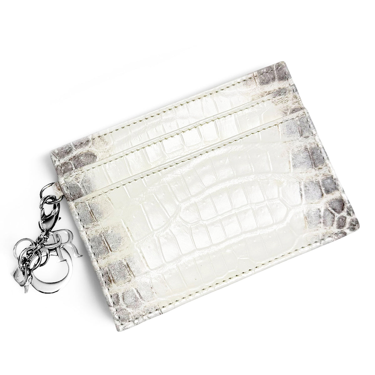 【新品・未使用品】ディオール DIOR レディ カードケース パスケース 定期入れ ヒマラヤ クロコ アリゲーター チャーム 白 ホワイト 箱付